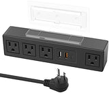 HHSOET Under Desk Power Strip with 3M Adhesive, Removable Under Desktop Mount Plug with Fast Charging USB C and USB A Ports, 4 Outlet Under Table Surge Protector 1200J, 6FT Extension Cord. (Black)|B0B4NHP3YG