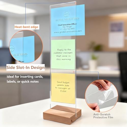 Sorablu Monitor Memo Board 2PCS - Removable Sticky Note Holder for Computer Monitors, Transparent Acrylic Office Desk Accessories, No Screen Damage, Fits Laptops & Desktops|B0FNX8DQR1