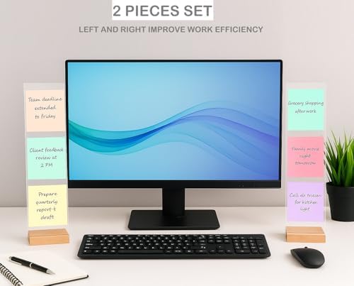 Sorablu Monitor Memo Board 2PCS - Removable Sticky Note Holder for Computer Monitors, Transparent Acrylic Office Desk Accessories, No Screen Damage, Fits Laptops & Desktops|B0FNX8DQR1