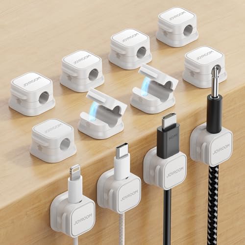 9 Pack Magnetic Cable Clips [Cable Smooth Adjustable] Cord Holder, Under Desk Cable Management, JOYROOM Adhesive Wire Holder Keeper Organizer for Home Office Desk Phone Car Wall Desktop Nightstand|B0CH159ZNT