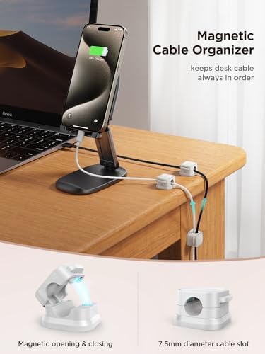 9 Pack Magnetic Cable Clips [Cable Smooth Adjustable] Cord Holder, Under Desk Cable Management, JOYROOM Adhesive Wire Holder Keeper Organizer for Home Office Desk Phone Car Wall Desktop Nightstand|B0CH159ZNT