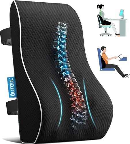 Lumbar Support Pillow for Office Chair, Office Home Essentials,Gifts for Mom,Dad, Back Support Pillow for Car, Chair Cushions,Back Pain Relief Improve Posture,Mesh Cover Double Adjustable Straps|B074C9F45S