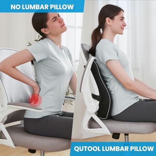 Lumbar Support Pillow for Office Chair, Office Home Essentials,Gifts for Mom,Dad, Back Support Pillow for Car, Chair Cushions,Back Pain Relief Improve Posture,Mesh Cover Double Adjustable Straps|B074C9F45S
