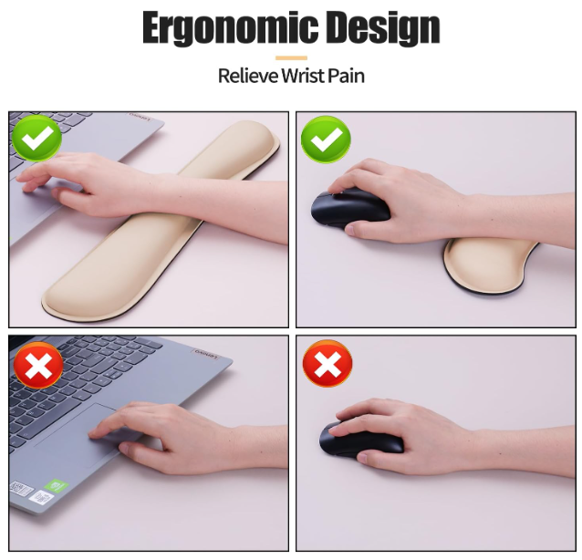 Bloss Leather Desk Pad and Keyboard Wrist Rest, Large Mouse Pad + Keyboard Pad+Mouse Wrist Support, Non-Slip Desk Mat Protector for Office, Home(31.5×15.7 Inches,Beige)