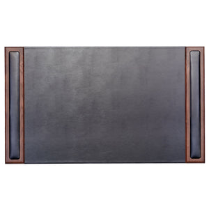 Walnut & Black Leather Desk Pad, 34 x 20