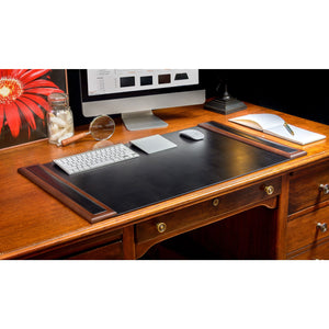 Walnut & Black Leather Desk Pad, 34 x 20