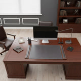 Walnut & Black Leather Desk Pad, 34 x 20