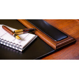 Walnut & Black Leather Desk Pad, 34 x 20