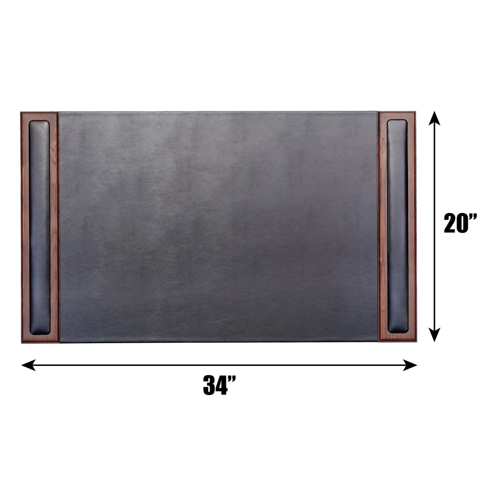 Walnut & Black Leather Desk Pad, 34 x 20