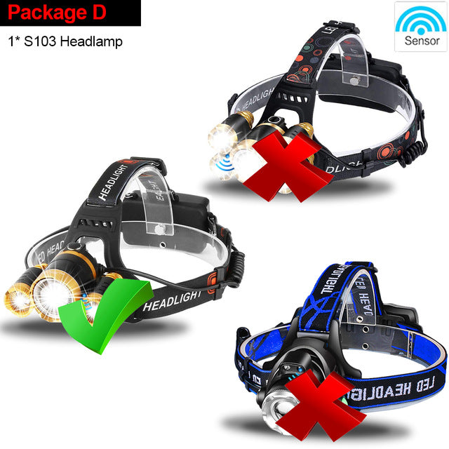 LED Headlight headlamp Body Motion Sensor Head Camping Torch Light Lamp With USB Super Bright Hard Hat Head Lamp best for camping hunting home use search & rescue tactical