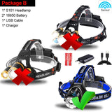 LED Headlight headlamp Body Motion Sensor Head Camping Torch Light Lamp With USB Super Bright Hard Hat Head Lamp best for camping hunting home use search & rescue tactical